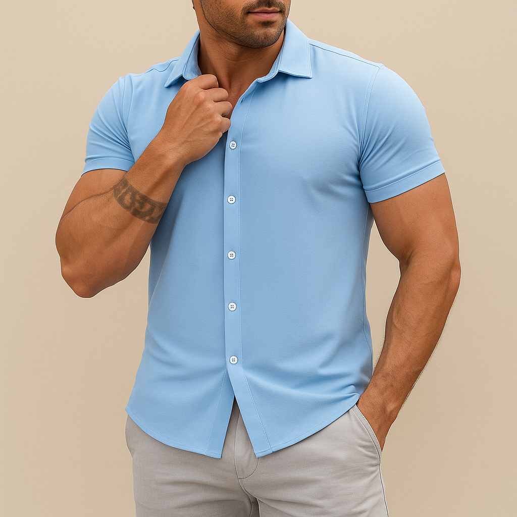 Herrskjorta i slim fit med stretch