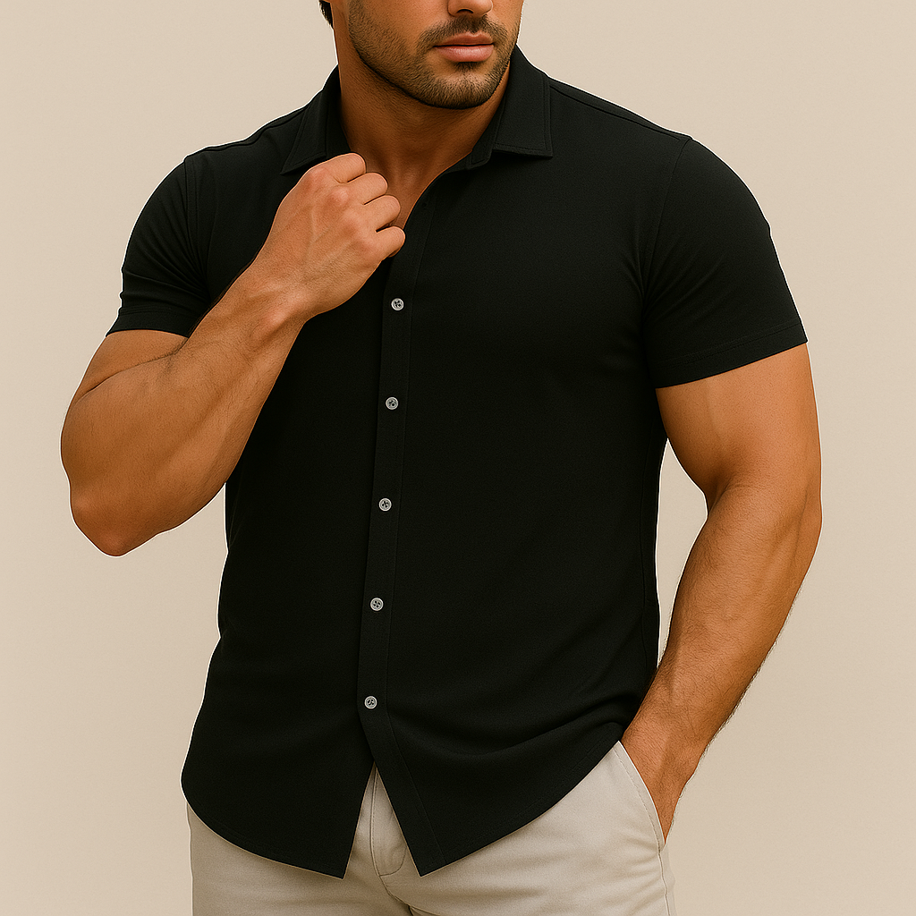 Herrskjorta i slim fit med stretch