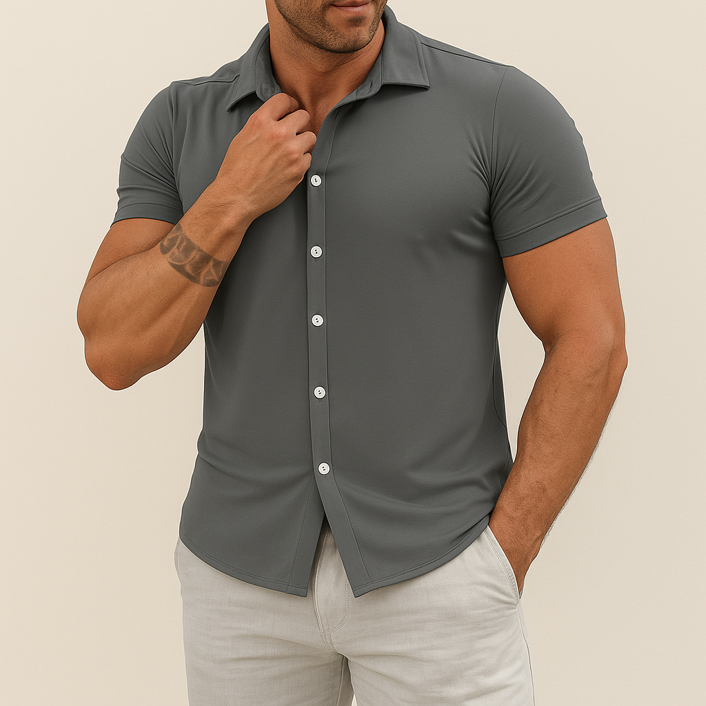 Herrskjorta i slim fit med stretch