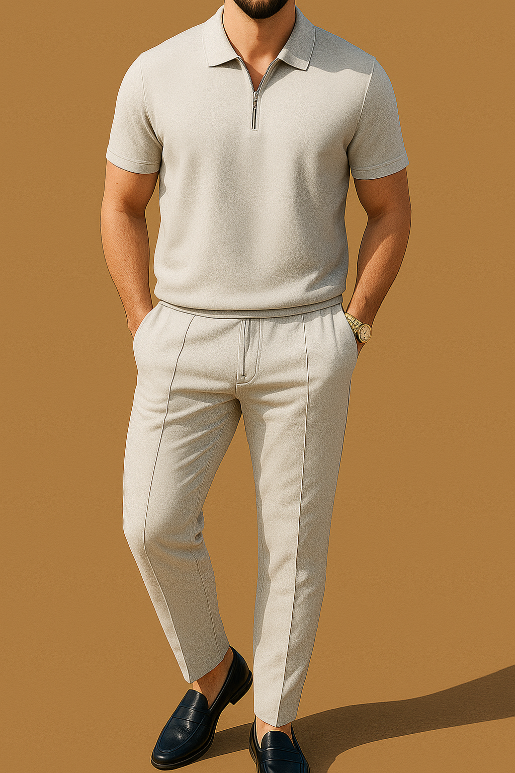 Men's Polo Shirt & Pants 2-Piece Set
