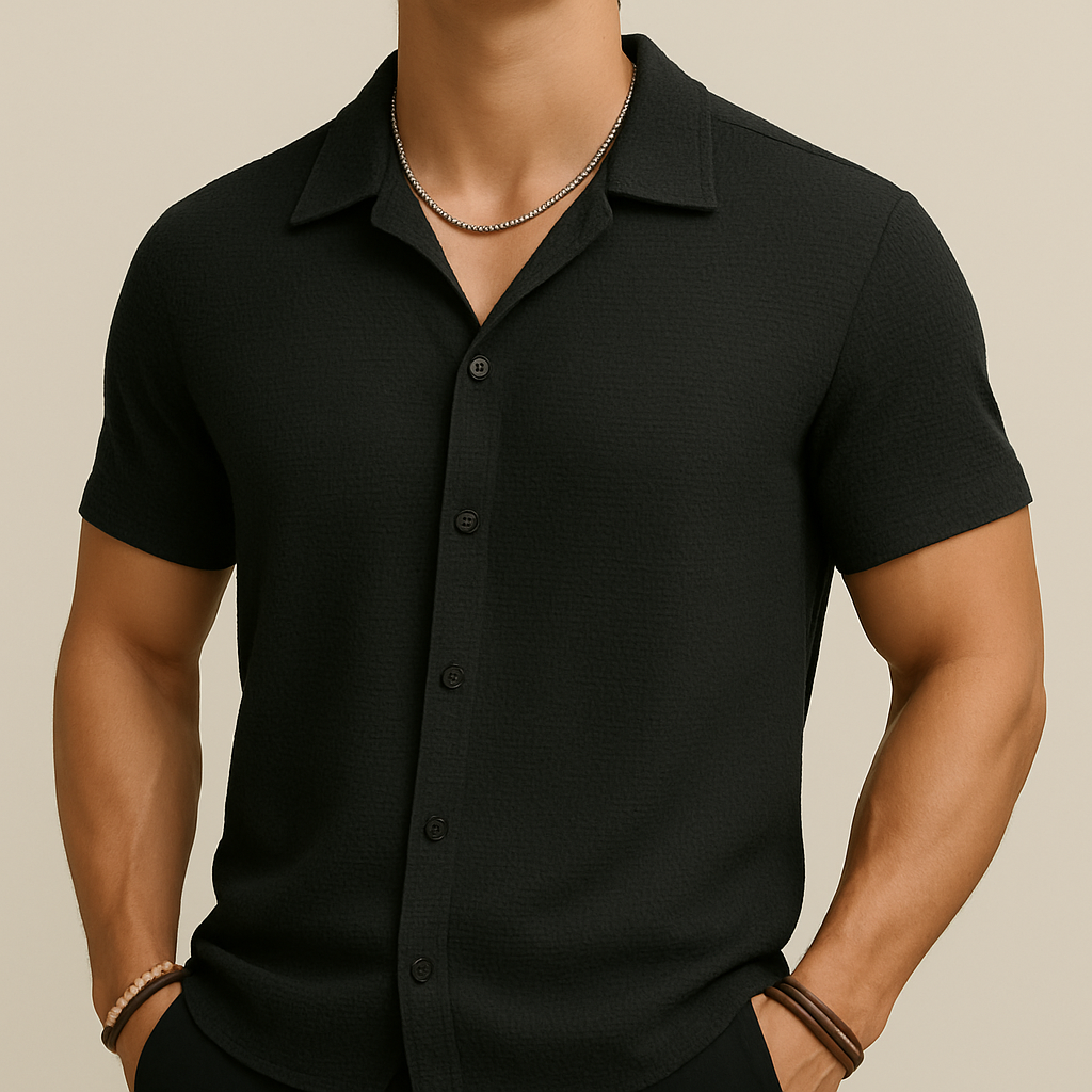 Loose Fit Solid Button-Up Shirt