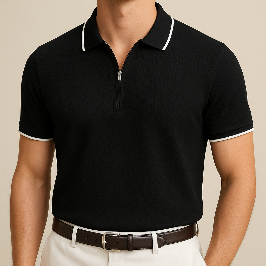 Men’s Knitted Zipper Polo Shirt