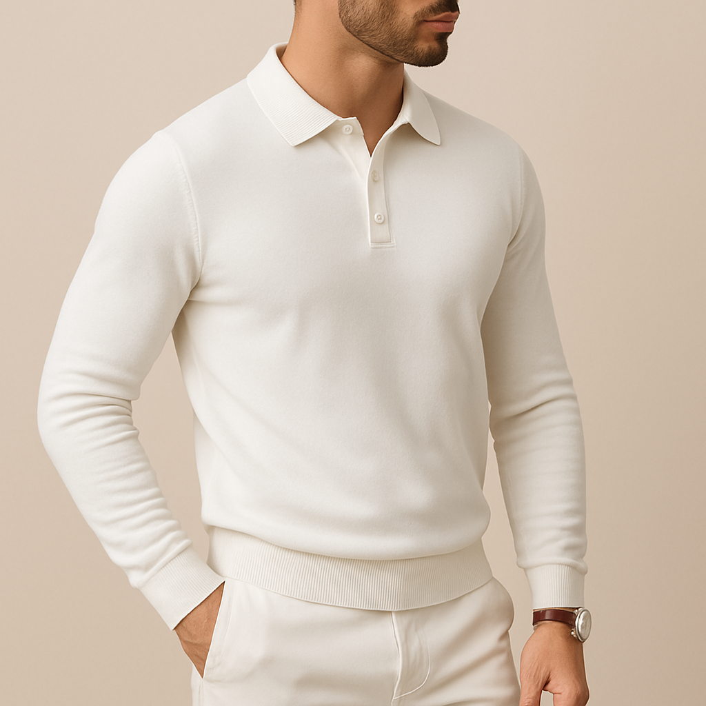 Men’s Soft Knit Long-Sleeve Polo Shirt