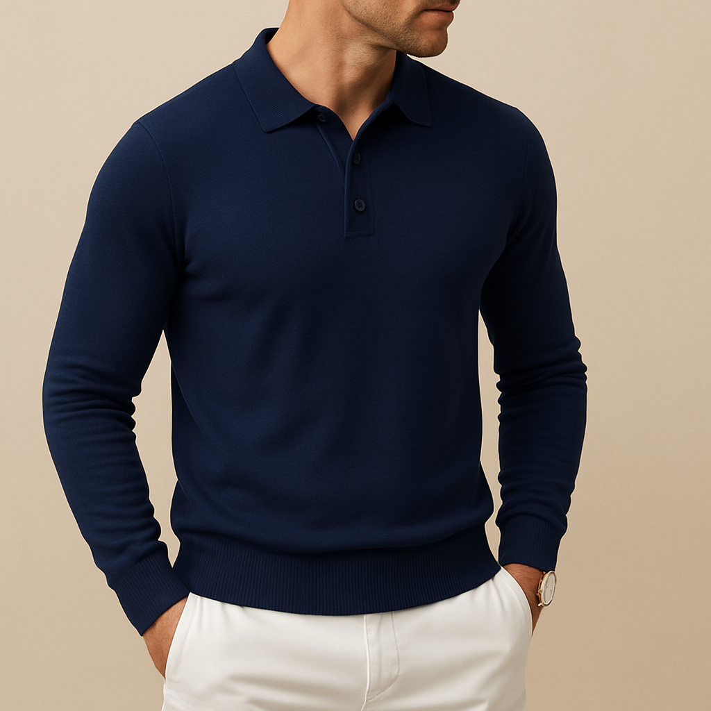 Men’s Soft Knit Long-Sleeve Polo Shirt