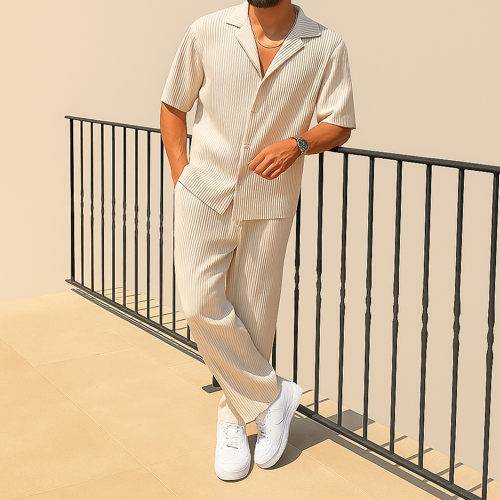 Men's Summer Casual 2-Piece Shirt & Shorts Set