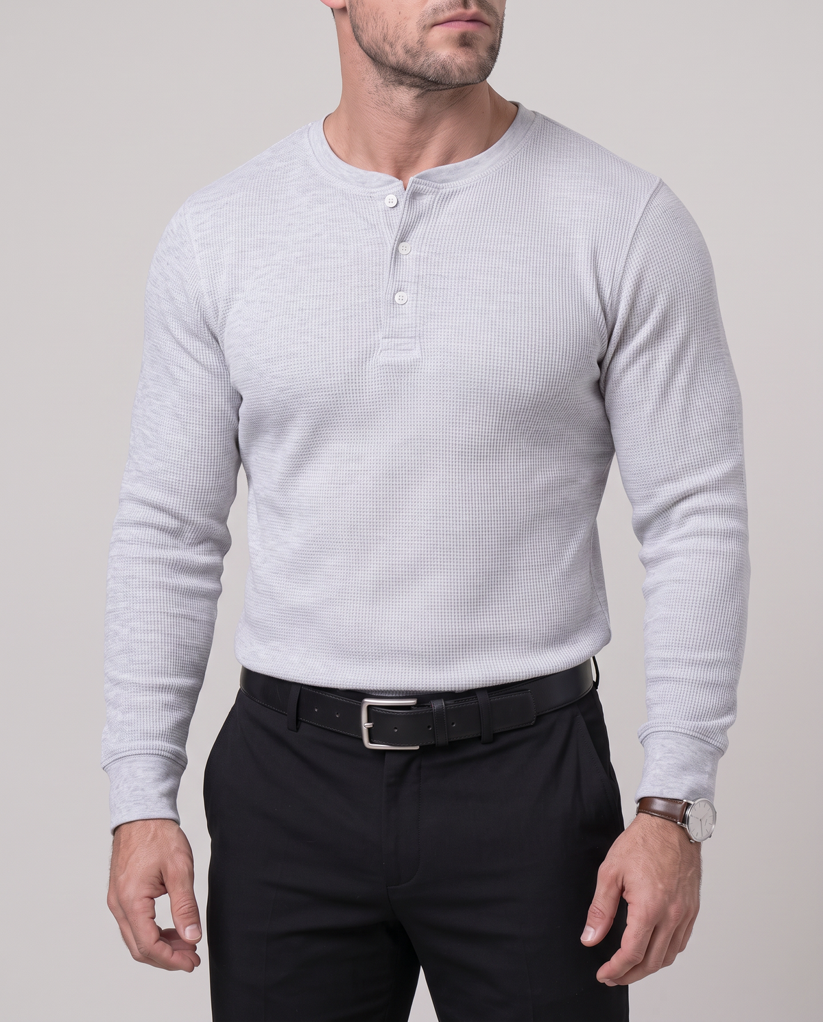 Azzurro Waffle Henley