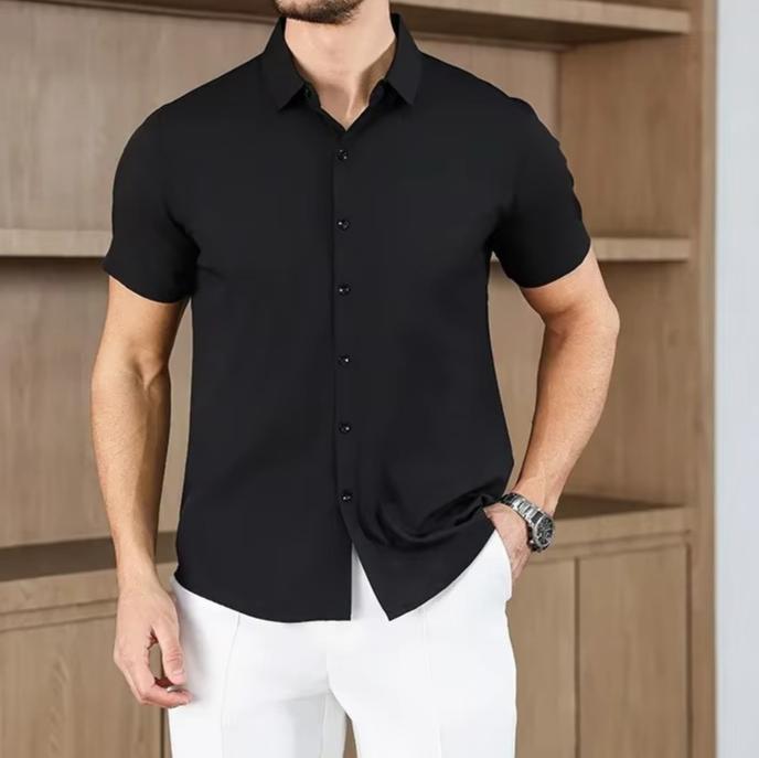 Men's Business Casual Solid Color Short Sleeve Shirt