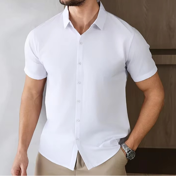 Men's Business Casual Solid Color Short Sleeve Shirt