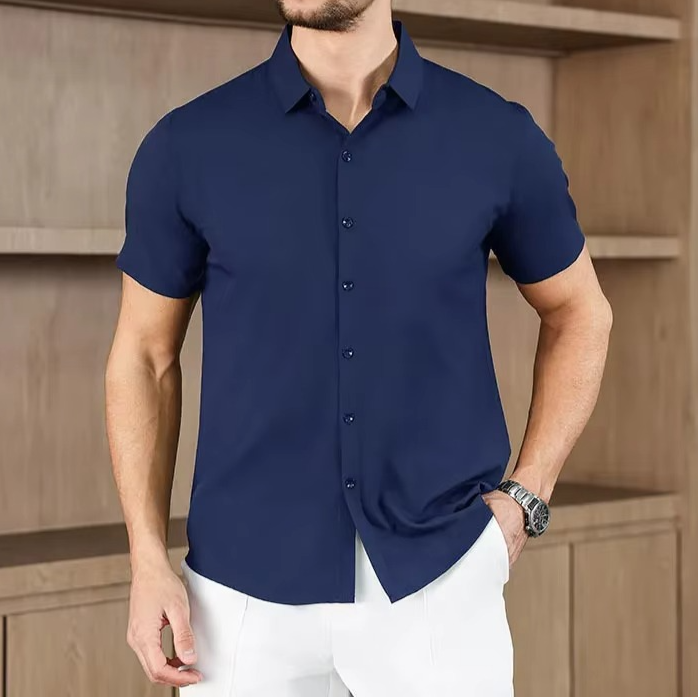 Men's Business Casual Solid Color Short Sleeve Shirt