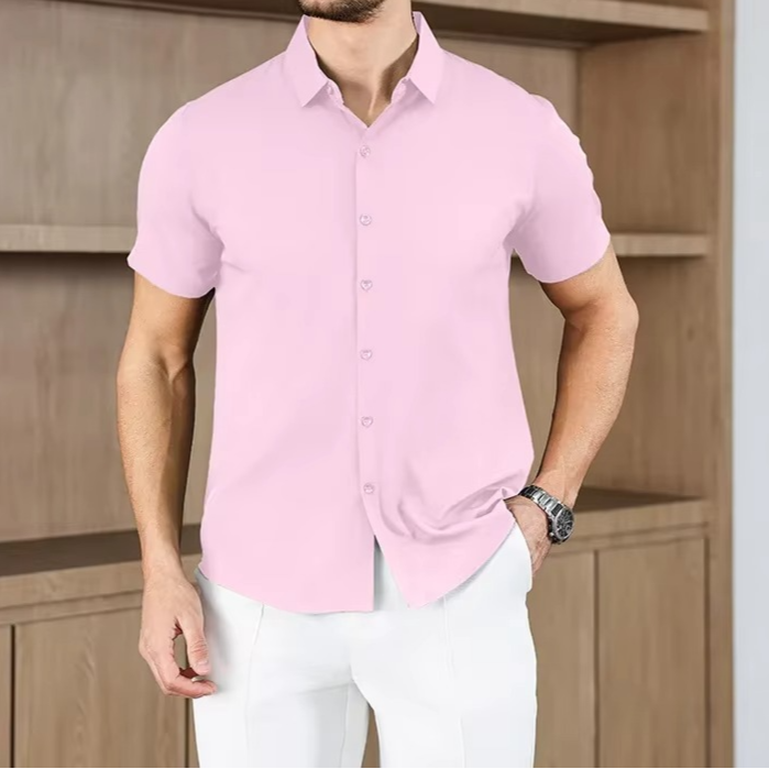 Men's Business Casual Solid Color Short Sleeve Shirt