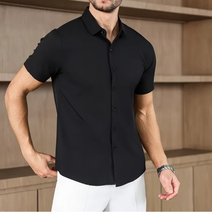 Men's Business Casual Solid Color Short Sleeve Shirt