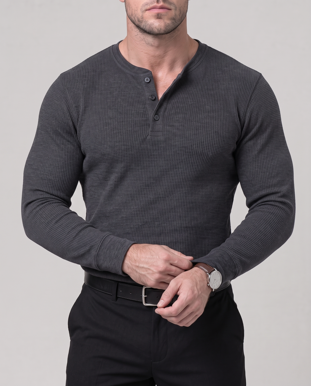 Azzurro Waffle Henley