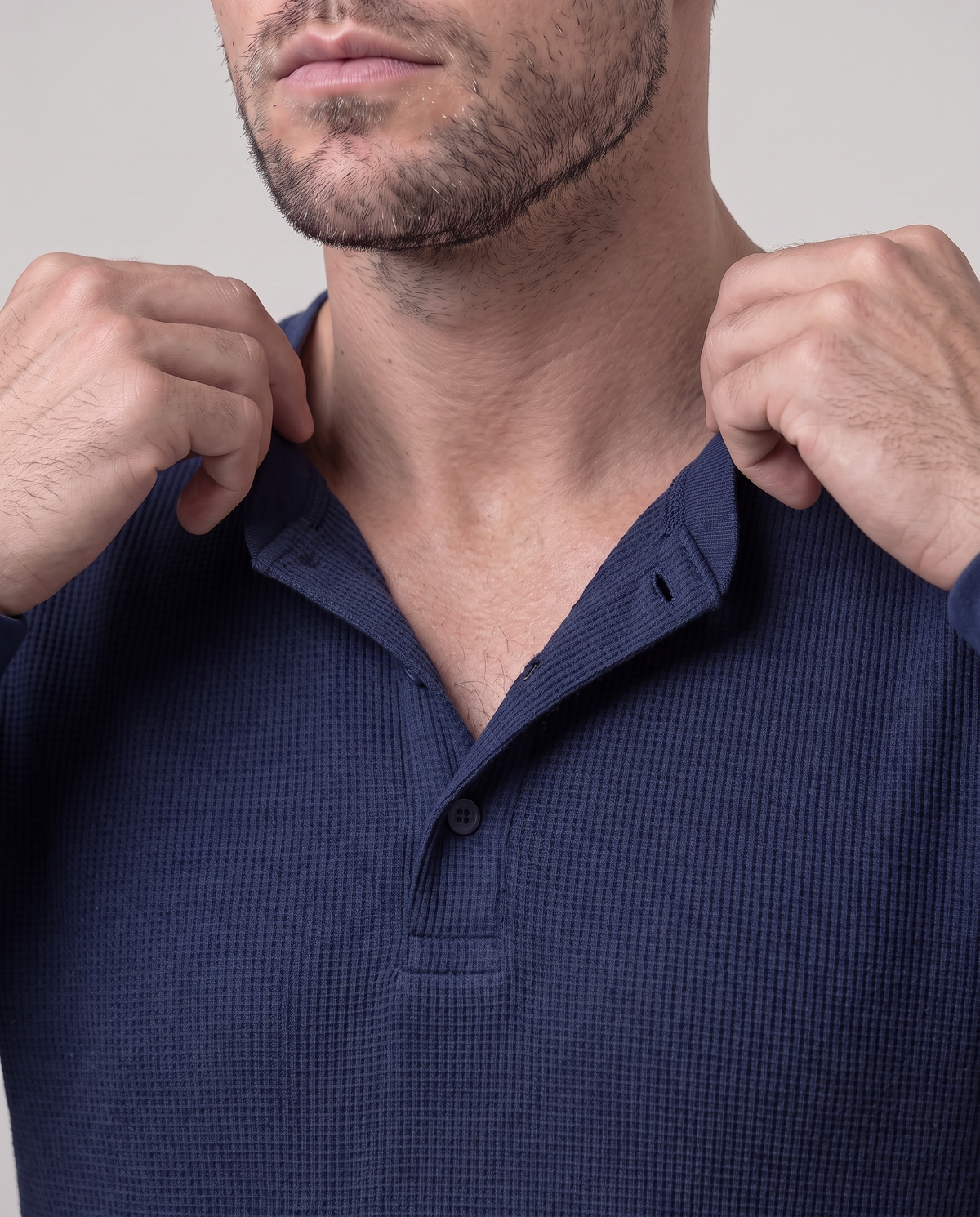 Azzurro Waffle Henley