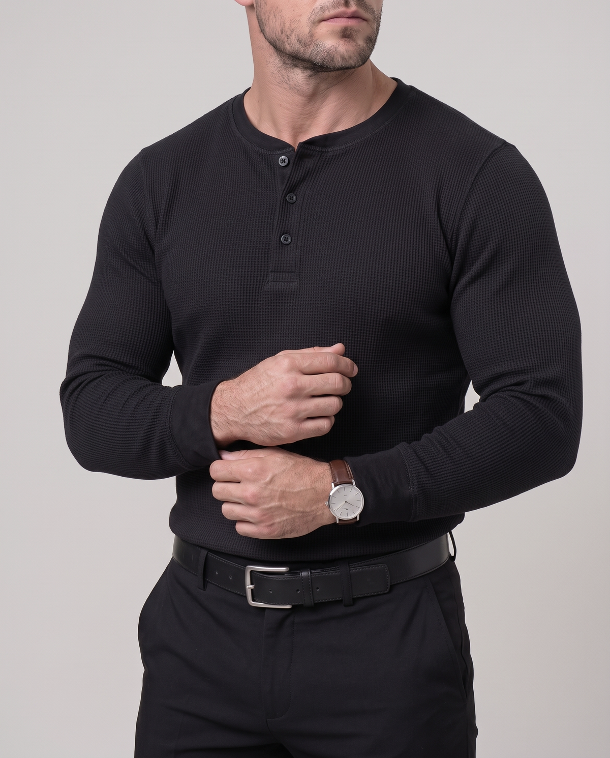 Azzurro Waffle Henley