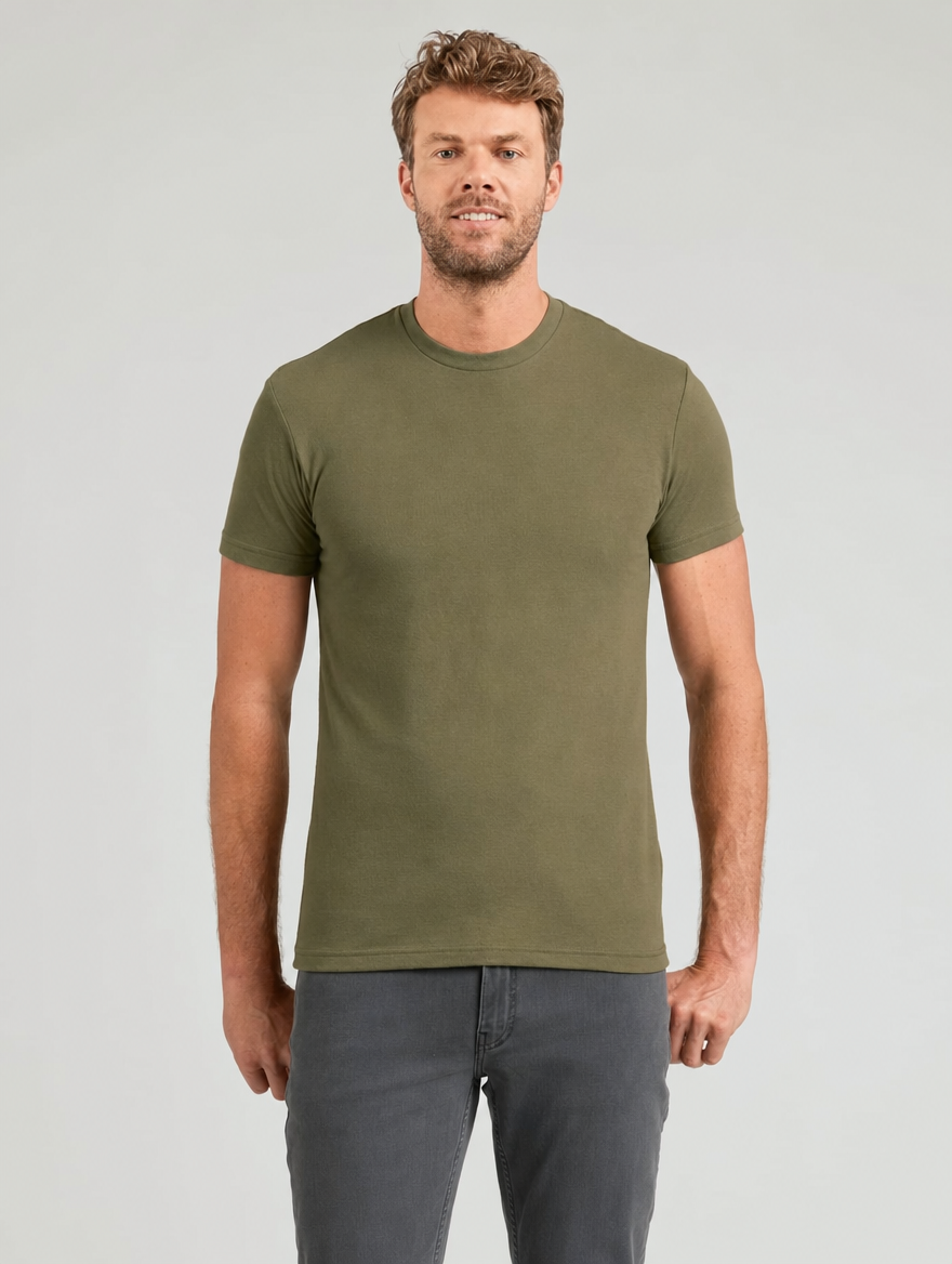 The Milanese Crew - Heather Military Green