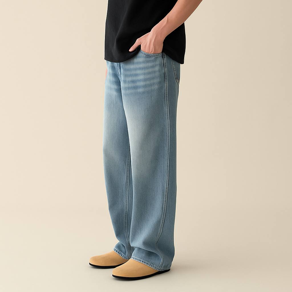 Men's Minimalist Basic Zipper Fly Straight Jeans