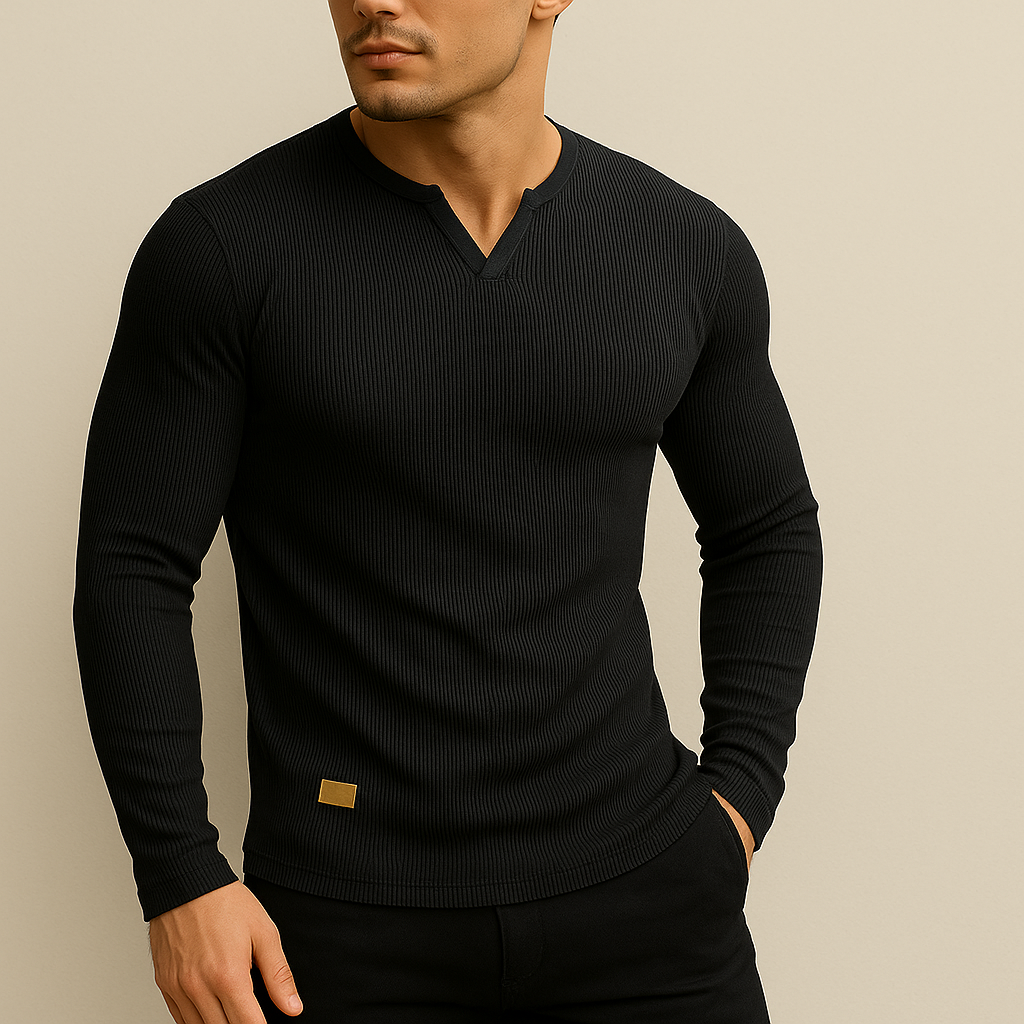 Men's Slim Fit V-Neck Sports Shirt