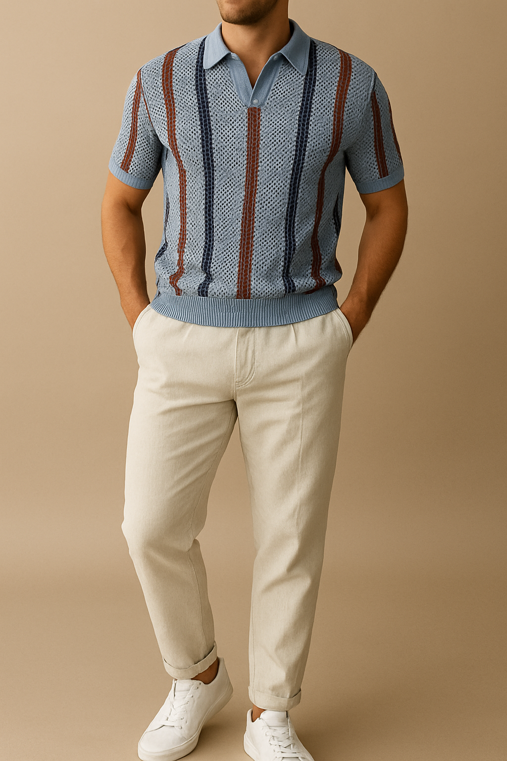 Striped Polo Trouser Set