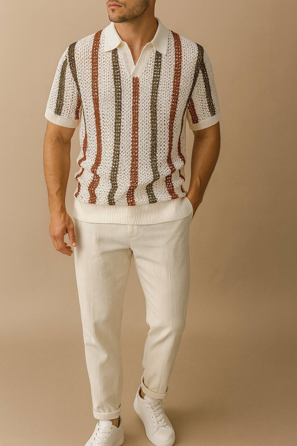 Striped Polo Trouser Set