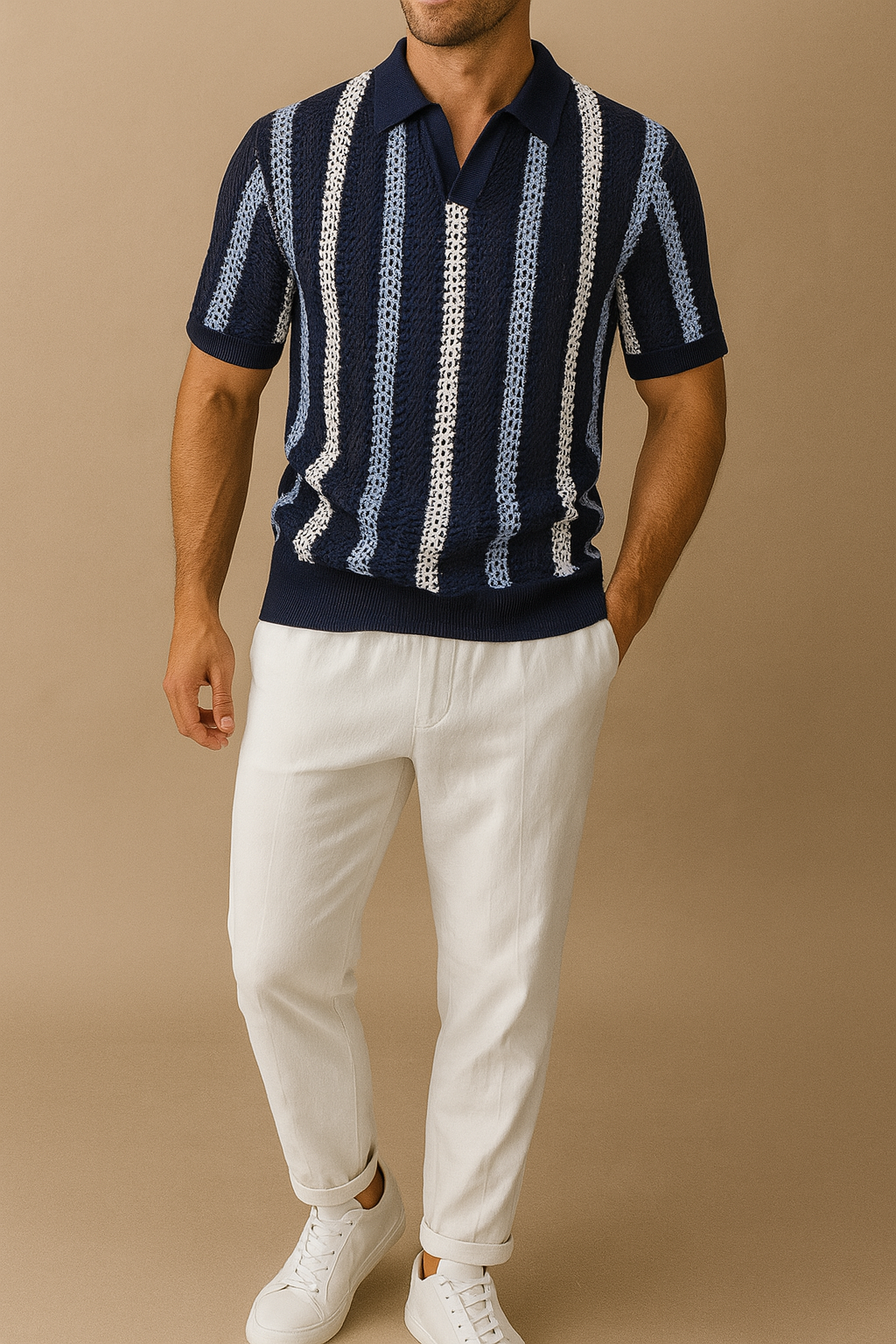 Striped Polo Trouser Set