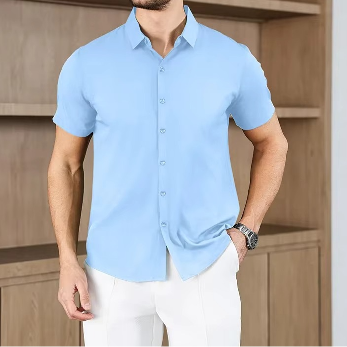 Men's Business Casual Solid Color Short Sleeve Shirt