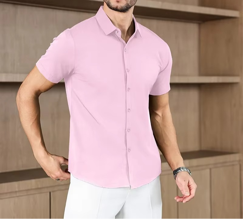 Men's Business Casual Solid Color Short Sleeve Shirt