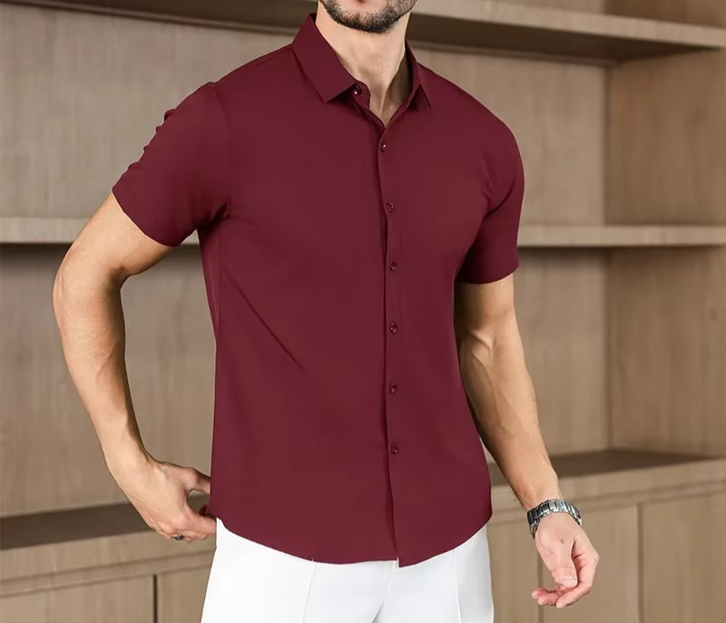 Men's Business Casual Solid Color Short Sleeve Shirt
