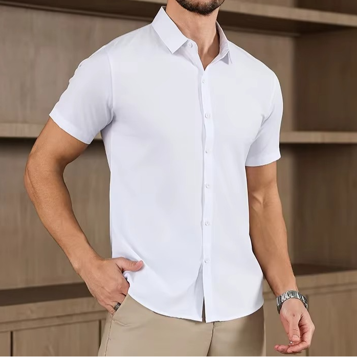 Men's Business Casual Solid Color Short Sleeve Shirt
