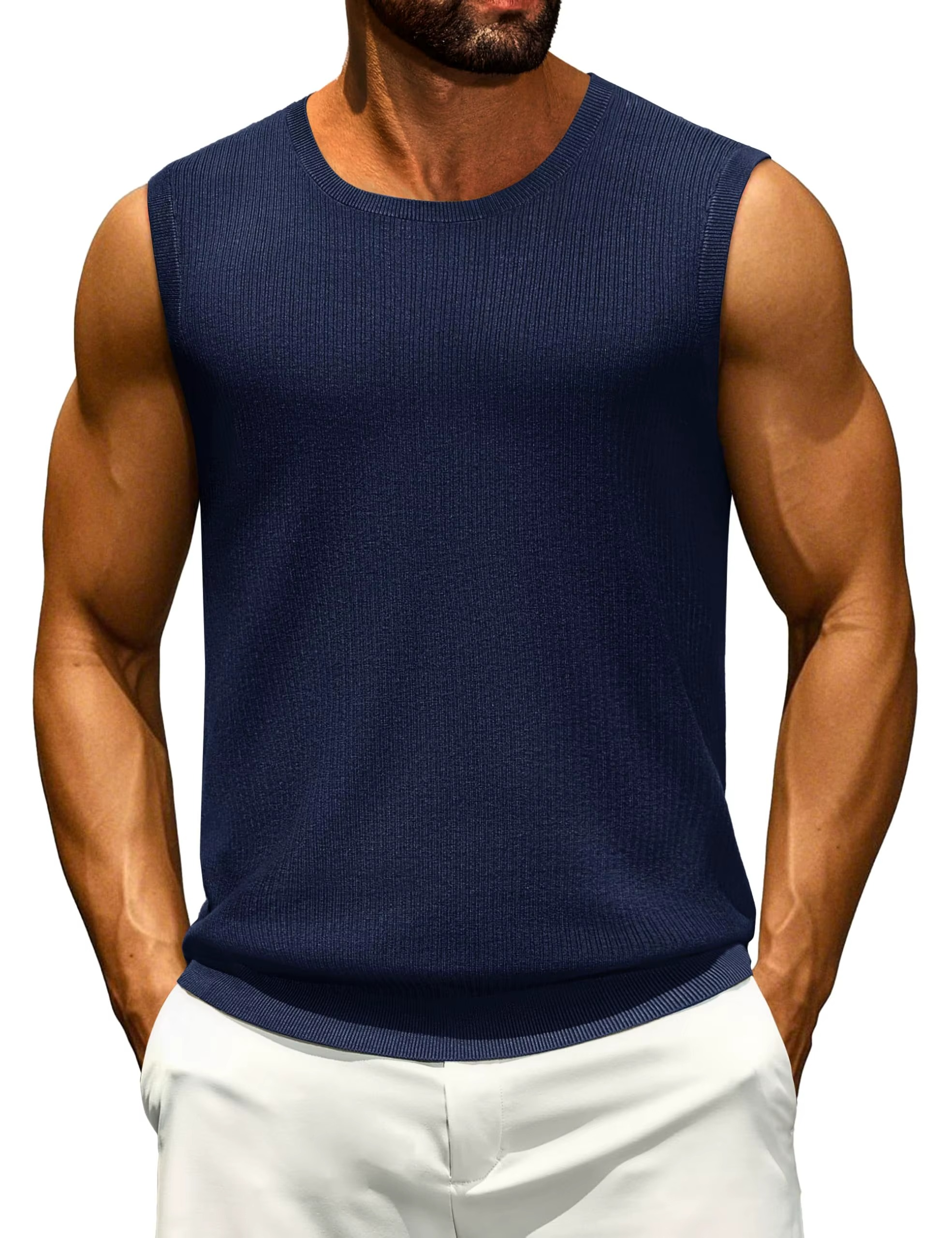 Men's Ribbed Knit Casual Tank Top