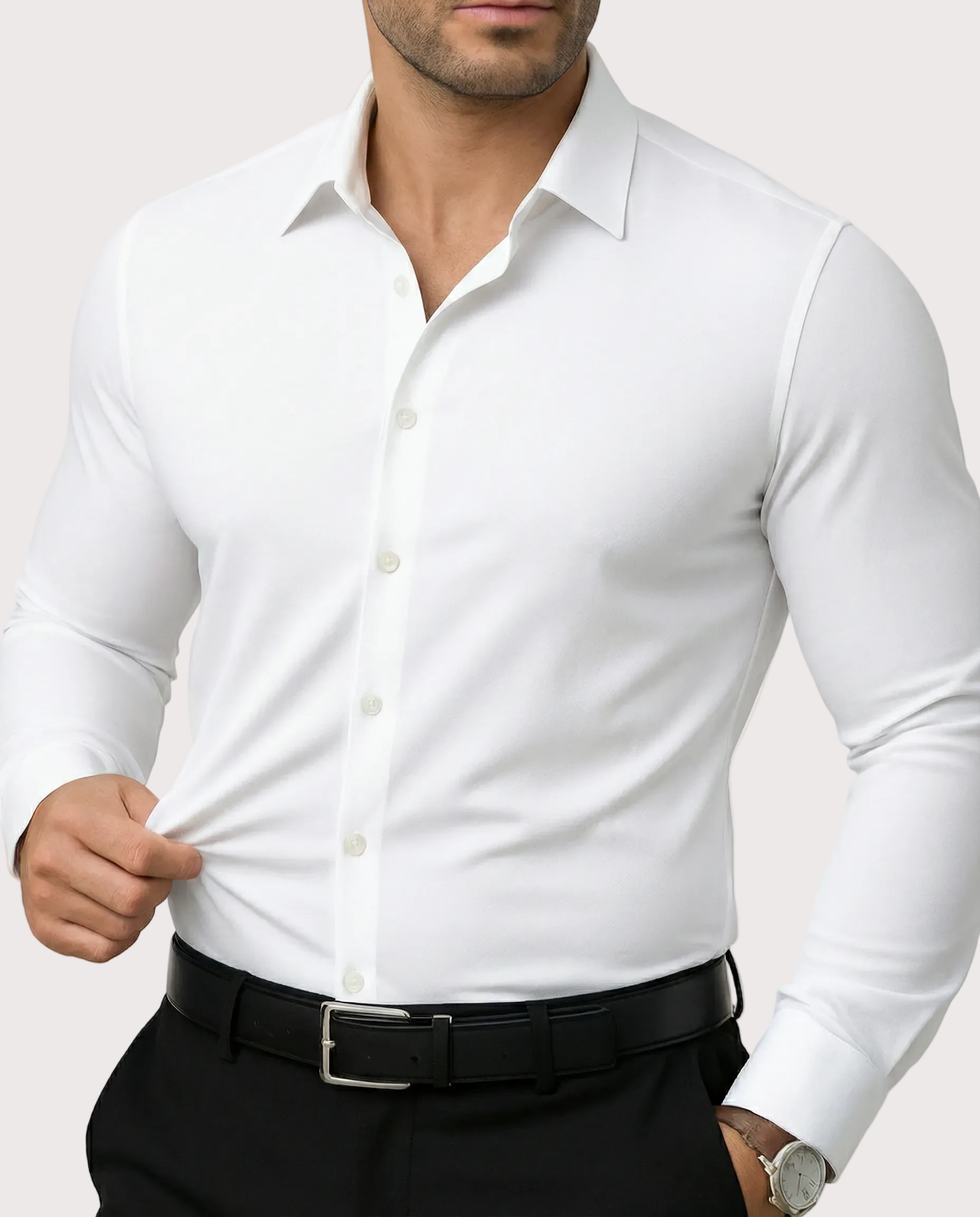 Camisa de Vestir Azzurro Elástica